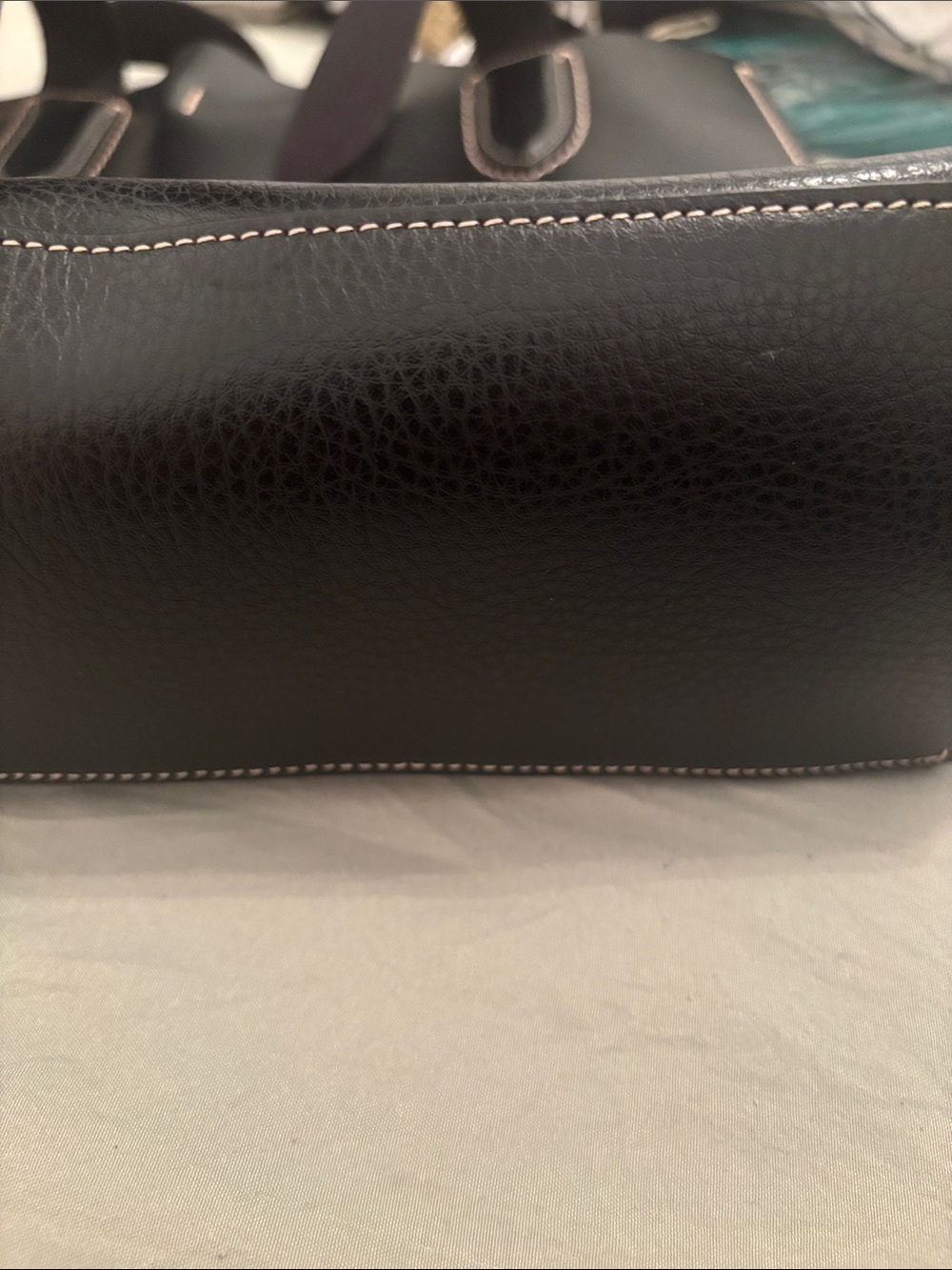 Coach Black Leather Tote with Red Interior Trim - Picture 4 of 4